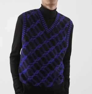 COS Men's V-Neck Sweater Vest in Blue and Black_1
